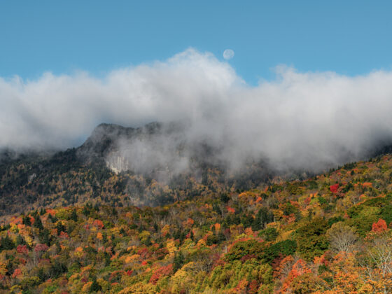 Moonset at Grandfather Mountain near Blowing Rock NC