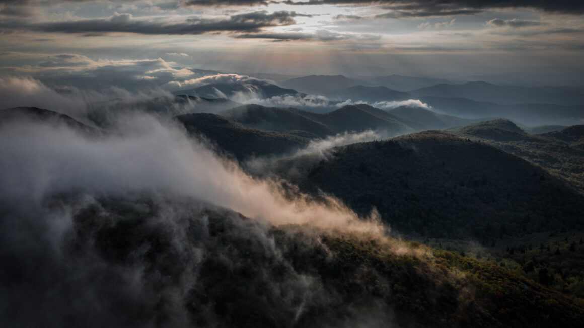 Beautiful cloud inversions near Mt Mitchell North Carolina