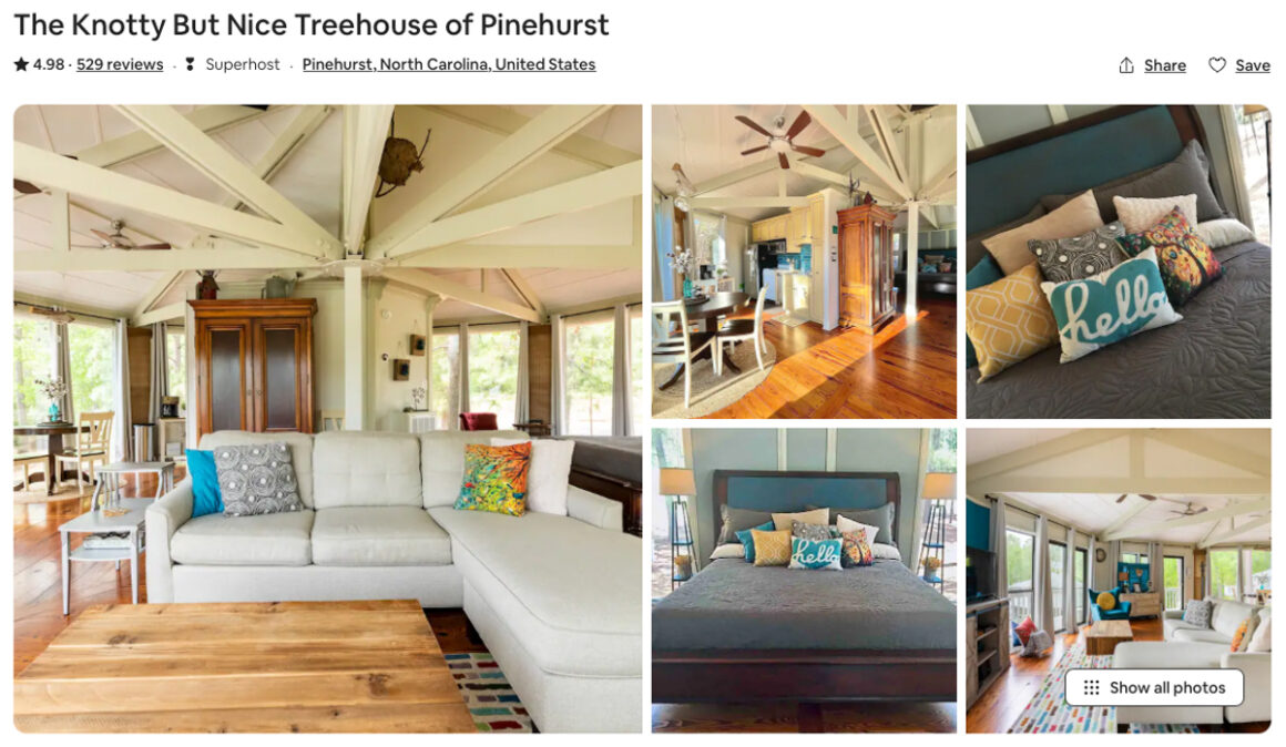 Pinehurst NC Places To Stay The Knotty But Nice Treehouse