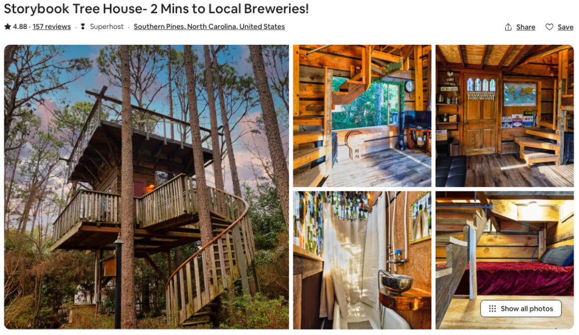 Pinehurst NC Places To Stay Storybook Treehouse