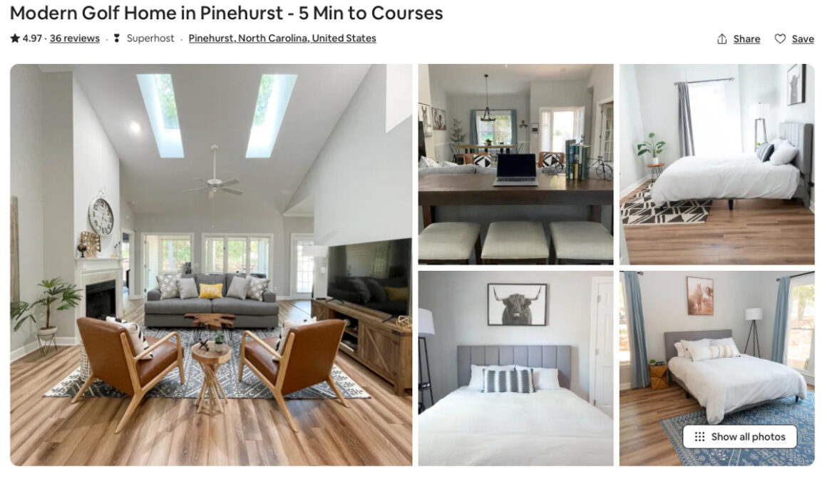 Airbnb Pinehurst NC Modern Golf Home