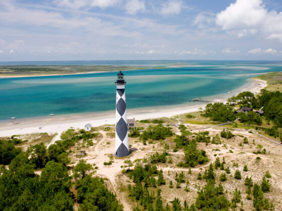 Cape Lookout National Seashore lighthouse in Carteret County on the Crystal Coast Of NC