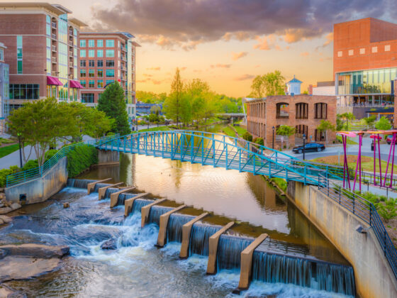 Greenville South Carolina downtown with river