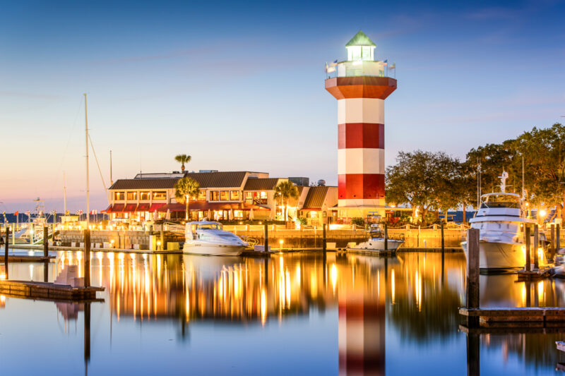 Hilton Head, South Carolina, lighthouse at twilight