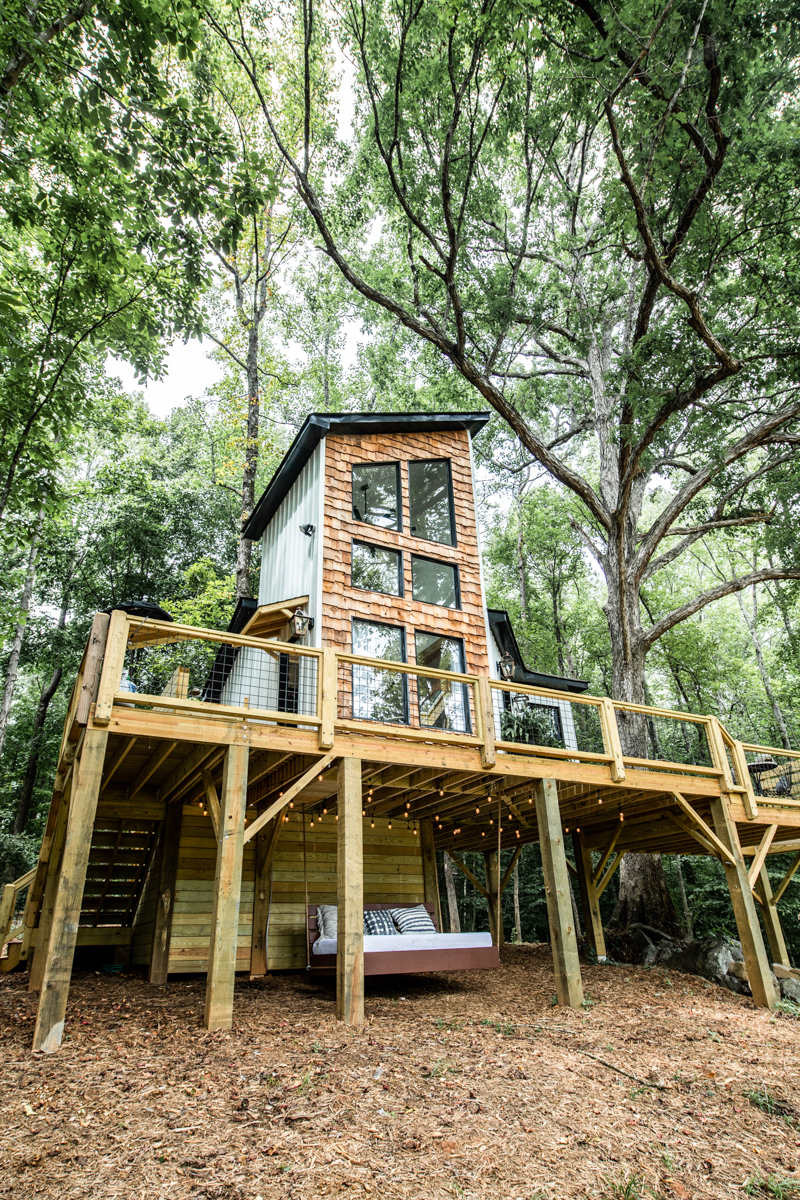 Exterior Of The Charlotte NC Tree House Airbnb - one of the best North Carolina Airbnbs