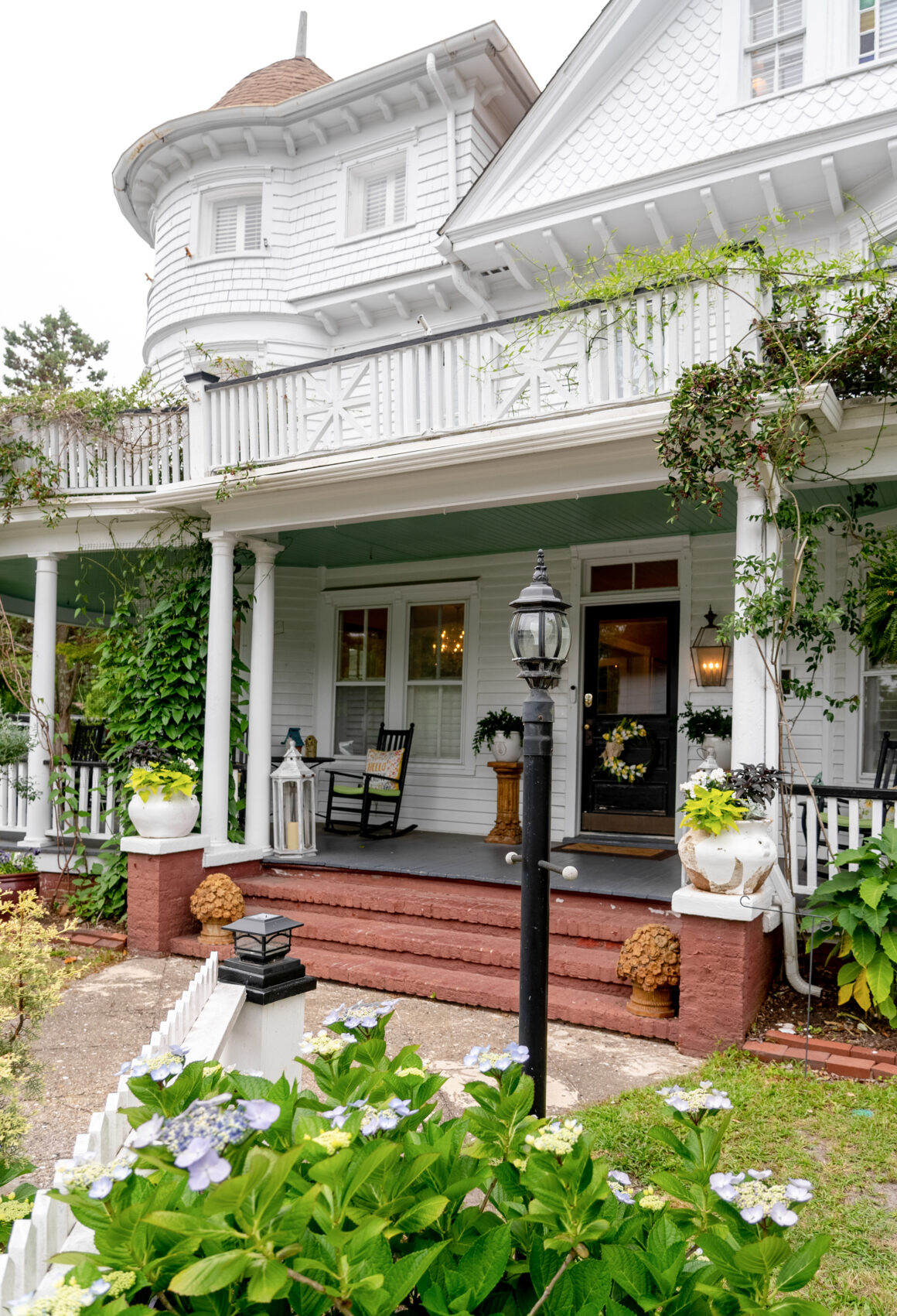 Front Porch Of The White Doe Inn in Manteo NC, Outer Banks