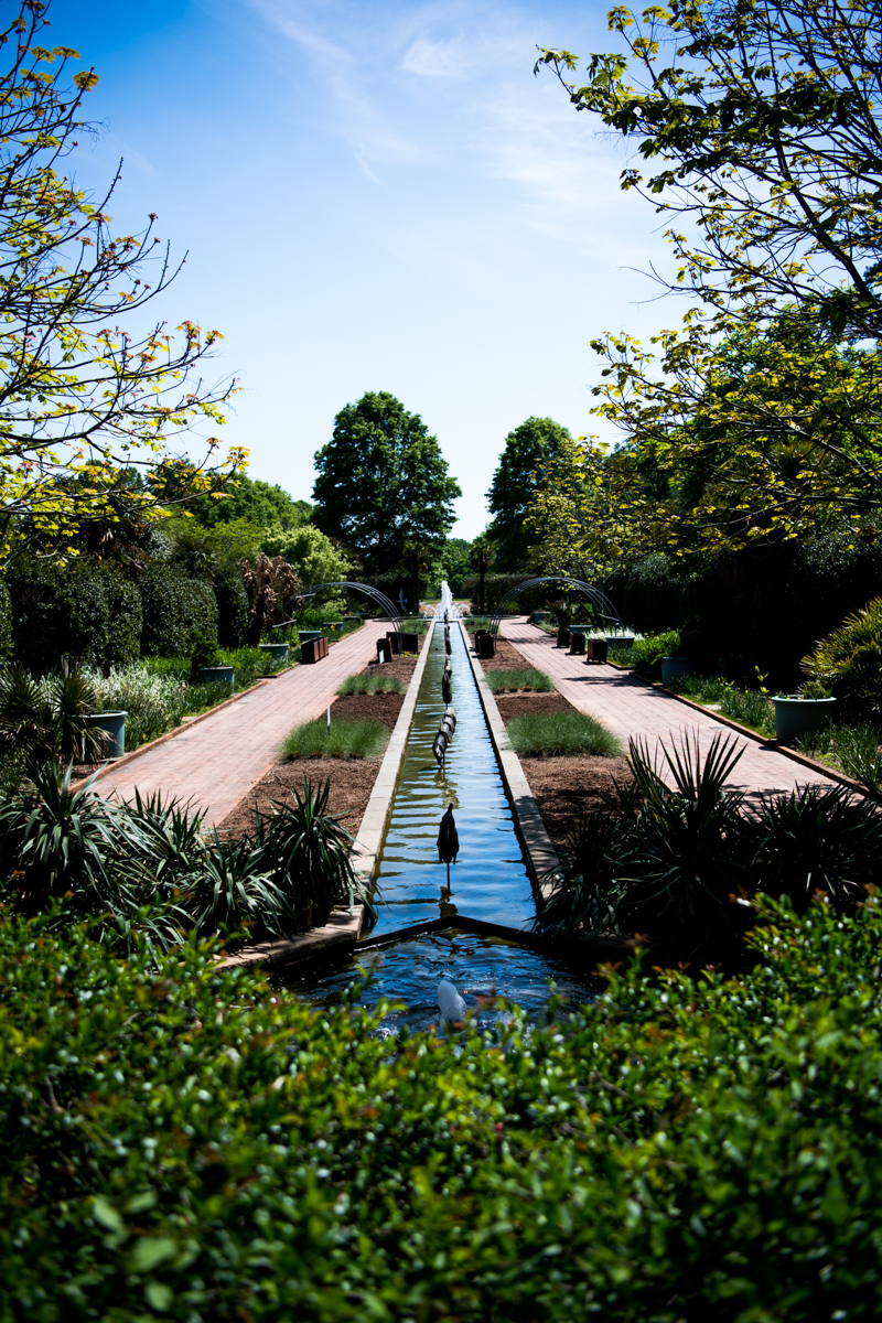 Fountains and water features at Daniel Stowe gardens near Charlotte North Carolina