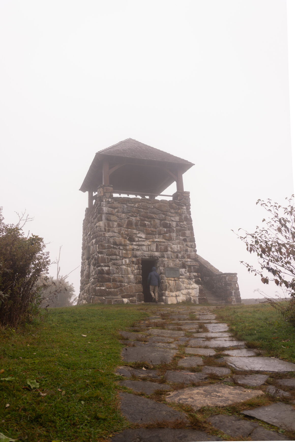 Wayah Bald Lookout Tower In The Fog